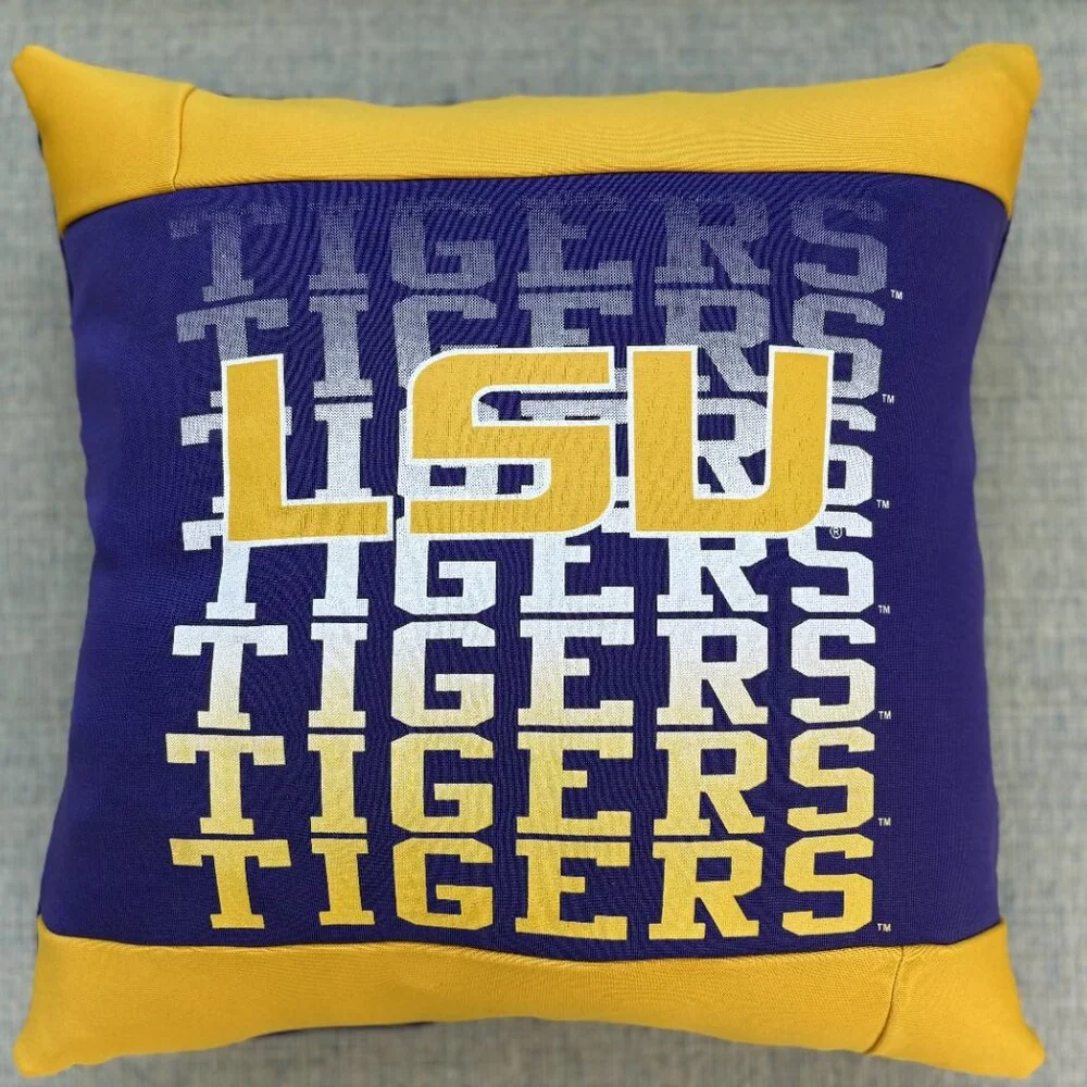 Louisiana State University LSU Tigers Handmade upcycled 16x16 Throw pillow cover